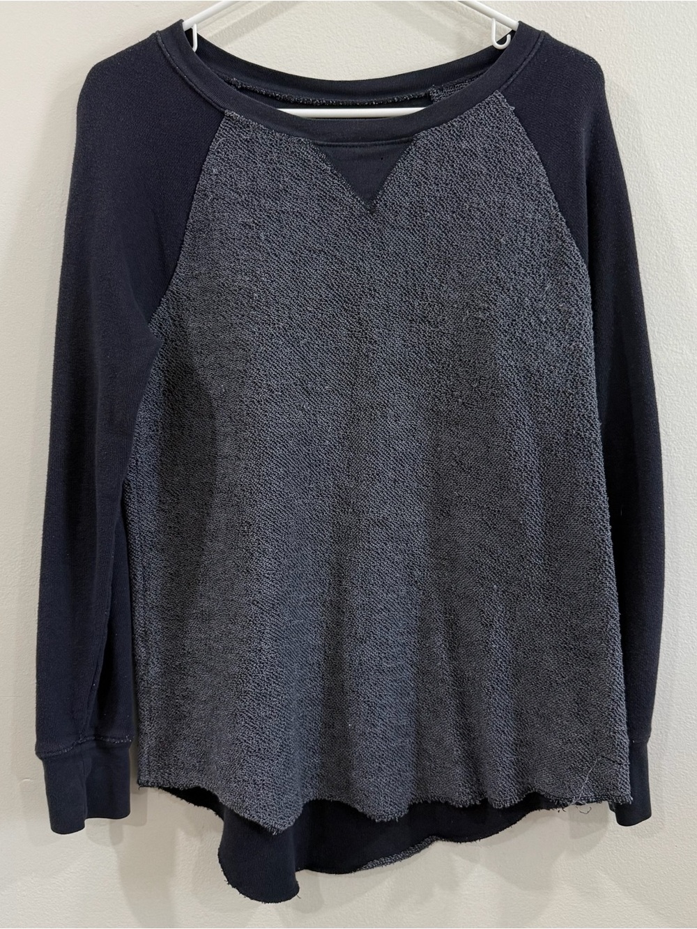 American Eagle Outfitters Two-Tone Black & Charcoal Crewneck Sweater